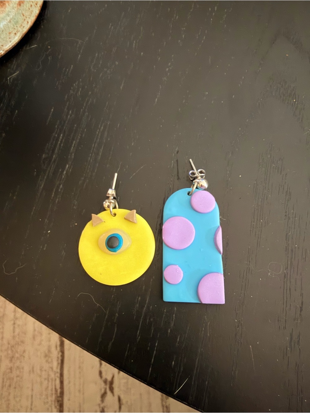 Handmade Earrings - monsters inc themed